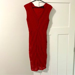Le Chateau - Red lace dress - Size small
